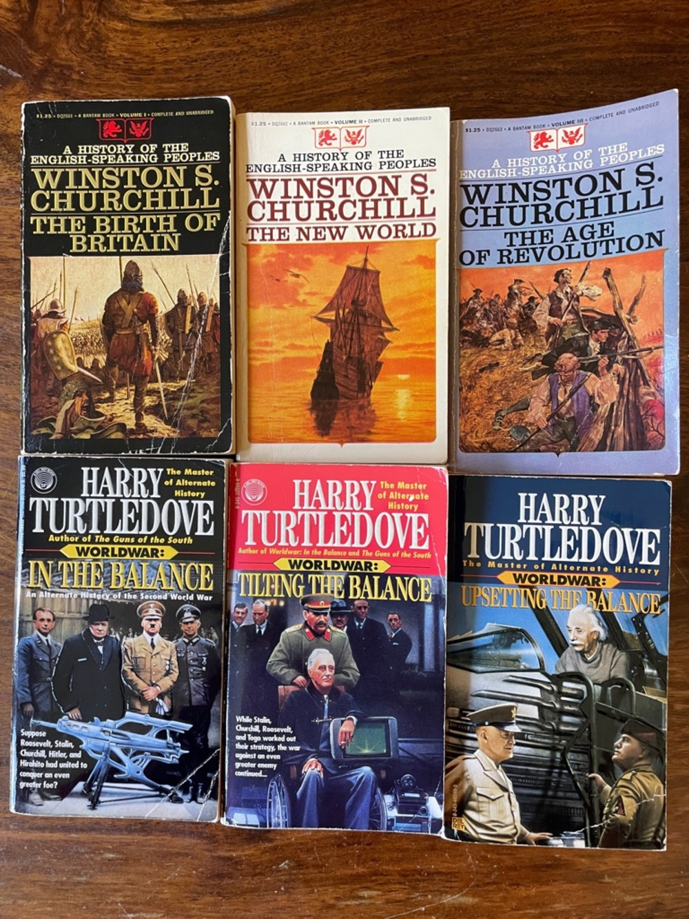 6 Historical Vintage Paperback Books- 3 Winston Churchill + 3 Harry Turtledove